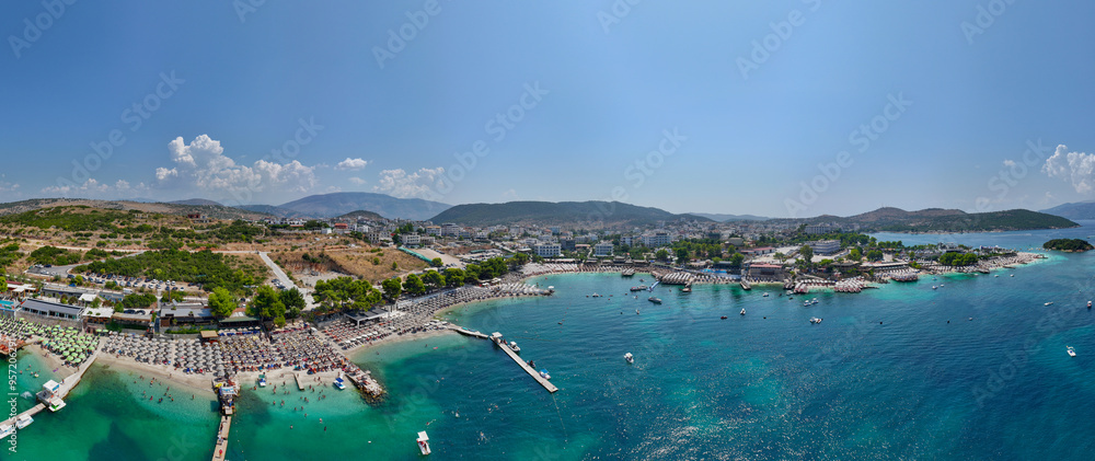 Fototapeta premium Ionian Sea, Ksmail beach Saranda, Albania, crystal clear sea, 