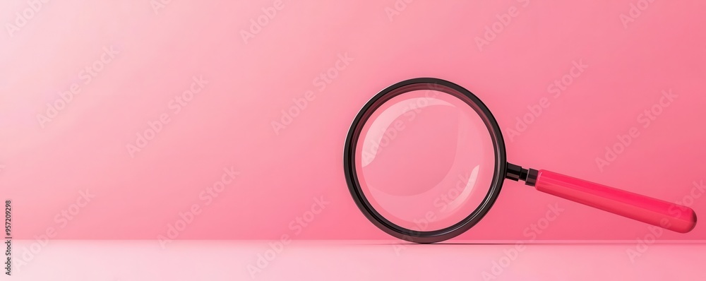 A colorful magnifying glass rests on a soft pink background, symbolizing exploration, discovery, and analysis in a modern design. A colorful magnifying glass rests on a soft pink background, symbolizing exploration, discovery, and analysis in a modern design.