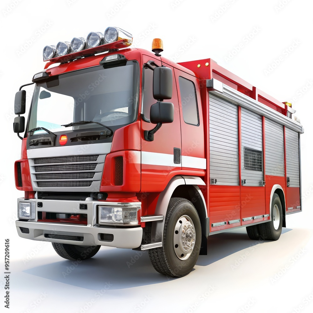Red Fire Truck 3D Render, Isolated on White Background, Fire Engine, Emergency Vehicle, Rescue Truck Red Fire Truck 3D Render, Isolated on White Background, Fire Engine, Emergency Vehicle, Rescue Truck