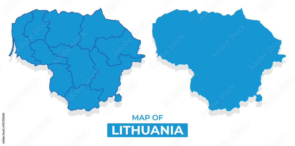 Fototapeta premium Vector Lithuania map set simple flat illustration with borders of regions