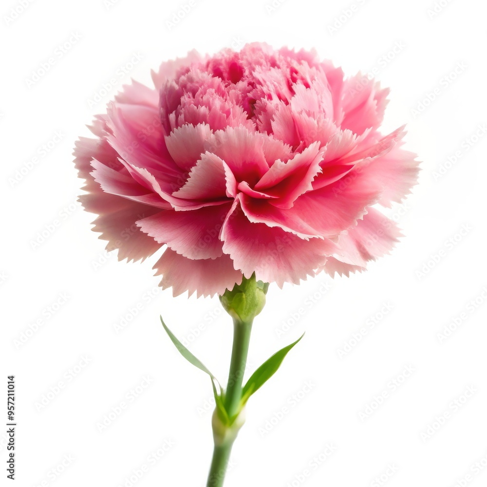 Single Pink Carnation Flower Isolated on White Background, flower, nature, beauty, botany Single Pink Carnation Flower Isolated on White Background, flower, nature, beauty, botany