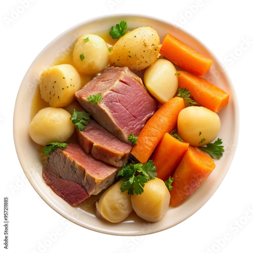 Newfoundland boiled dinner isolated on transparent background. photo