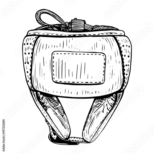 black and white boxing headgear sketch clip art preview