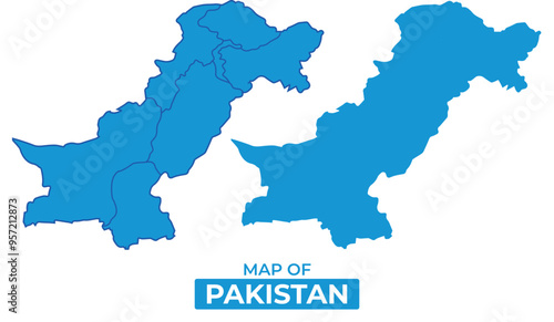 Vector Pakistan map set simple flat illustration with borders of regions