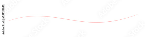 ゆるやかなウェーブが美しい手書きの横長の線 - ピンク色のシンプルでおしゃれなデザイン素材