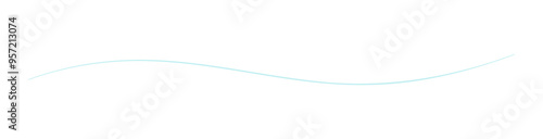 ゆるやかなウェーブが美しい手書きの横長の線 - 水色のシンプルでおしゃれなデザイン素材