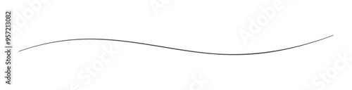 ゆるやかなウェーブが美しい手書きの横長の黒い線 - シンプルでおしゃれなデザイン素材