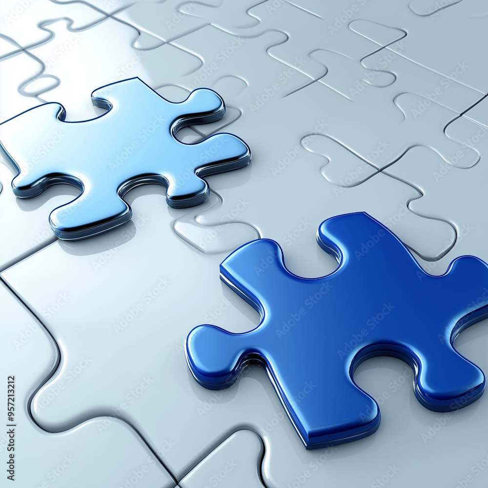 Fototapeta premium two puzzle pieces that are being pulled apart or have a visible gap between them.