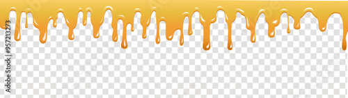 Honey Flowing And Dripping Border Isolated Transparent Background