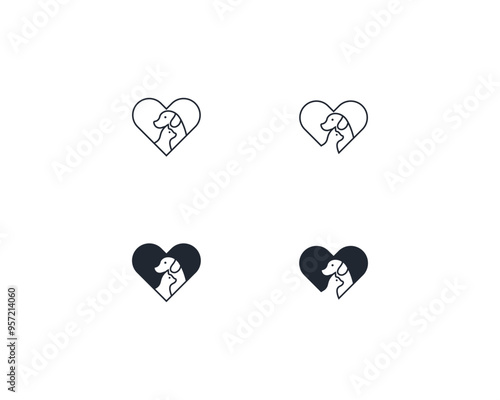 Dog and cat logo design template vector, line of pet logo design suitable for pet shop, store, caffe, business, hotel, veterinary clinic, Domestic animal vector illustration logotype, sign, symbol.