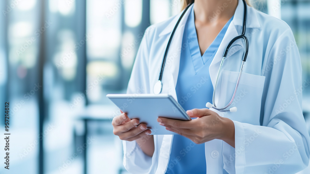 A busy professional takes a break at work to connect with a nurse through a virtual appointment on a tablet. The nurse provides health advice while the patient, sitting in an offic A busy professional takes a break at work to connect with a nurse through a virtual appointment on a tablet. The nurse provides health advice while the patient, sitting in an offic