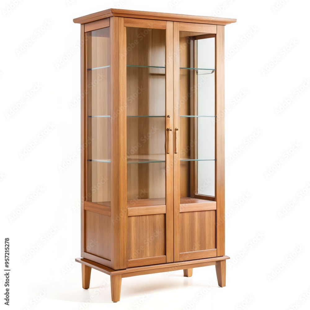 Wooden Display Cabinet with Glass Doors and Shelves, Furniture, Home Decor, Storage, Display Cabinet Wooden Display Cabinet with Glass Doors and Shelves, Furniture, Home Decor, Storage, Display Cabinet