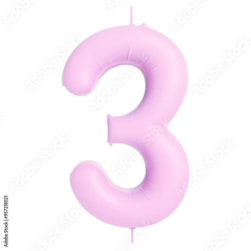 number 3 isolated on transparent background. png photo