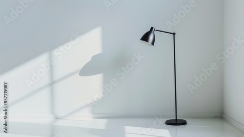 Stylish Minimalist Black Desk Lamp in Sunlit Modern Room