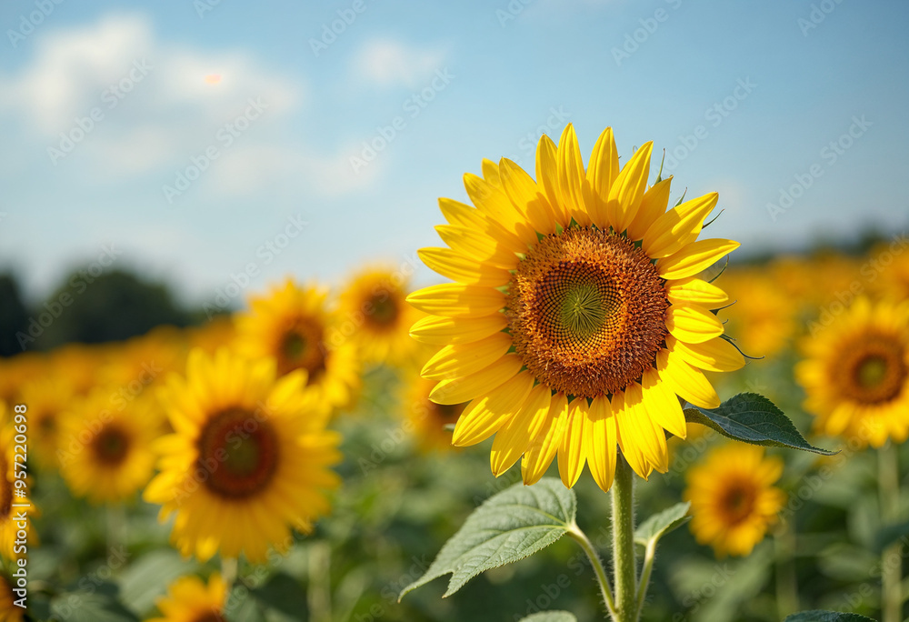 Concept photo of close-up a sunflower, field of sunflowers Concept photo of close-up a sunflower, field of sunflowers