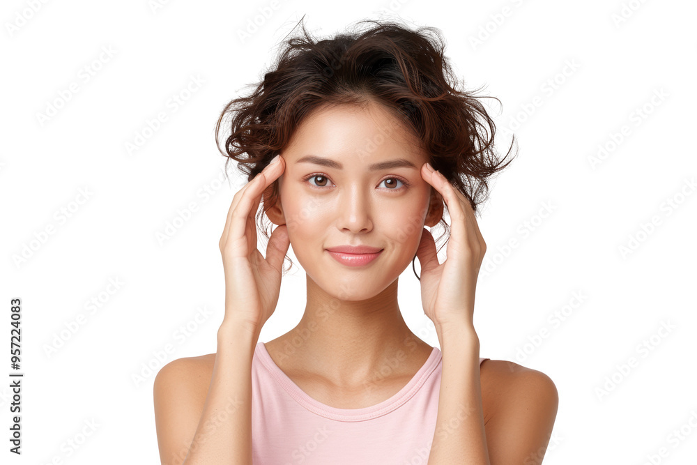 Woman with relaxed expression and casual hairstyle Woman with relaxed expression and casual hairstyle