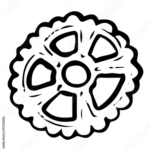 Rotelle pasta hand drawn doodle. Macaroni wheels. Food made from wheat dough. Food product. Garnish. Grocery. Vector sketch line art illustration.