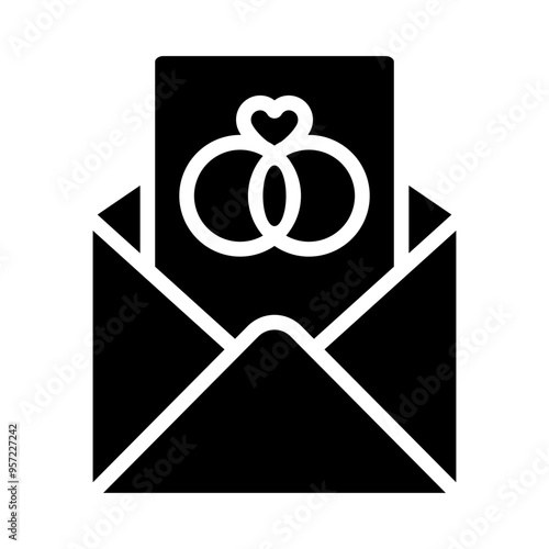 Wedding Invitation Vector Glyph Icon Design