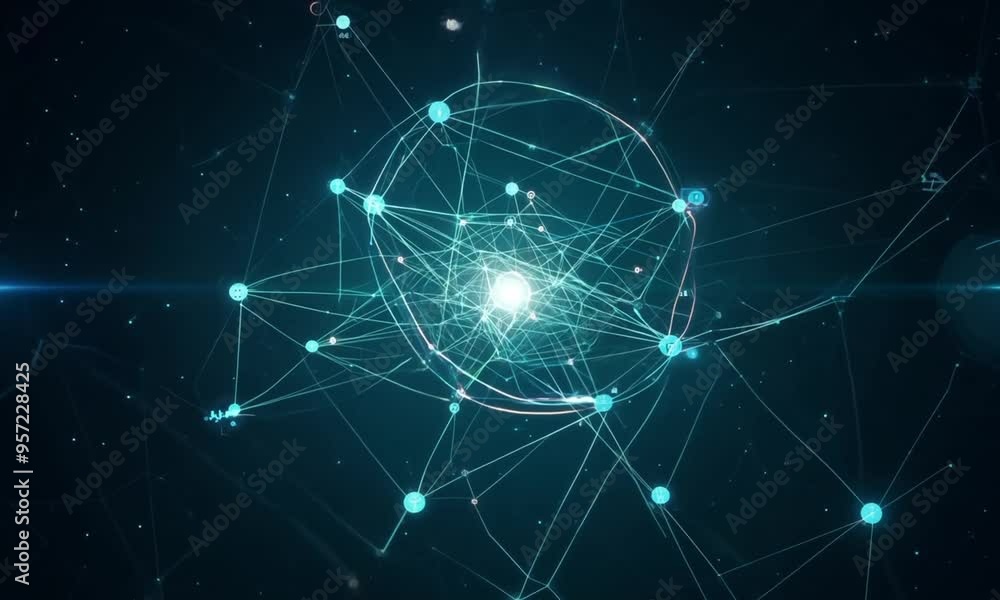 Abstract Network Connections with Futuristic Digital Nodes Abstract Network Connections with Futuristic Digital Nodes