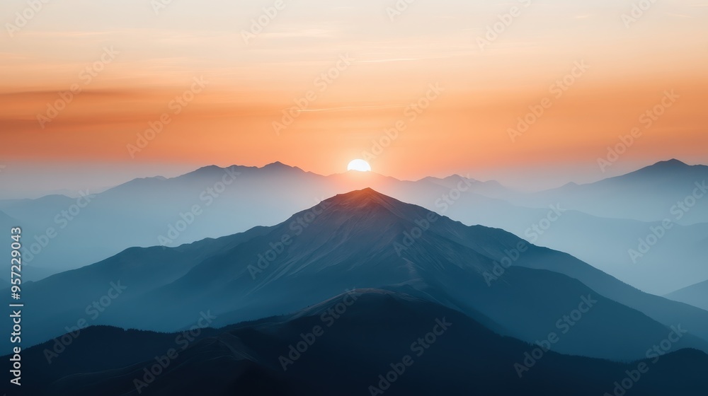 Vast mountain ranges basking in the golden hues of sunset, featuring gradient skies that transition smoothly from warm to cool tones, symbolizing serenity. Vast mountain ranges basking in the golden hues of sunset, featuring gradient skies that transition smoothly from warm to cool tones, symbolizing serenity.