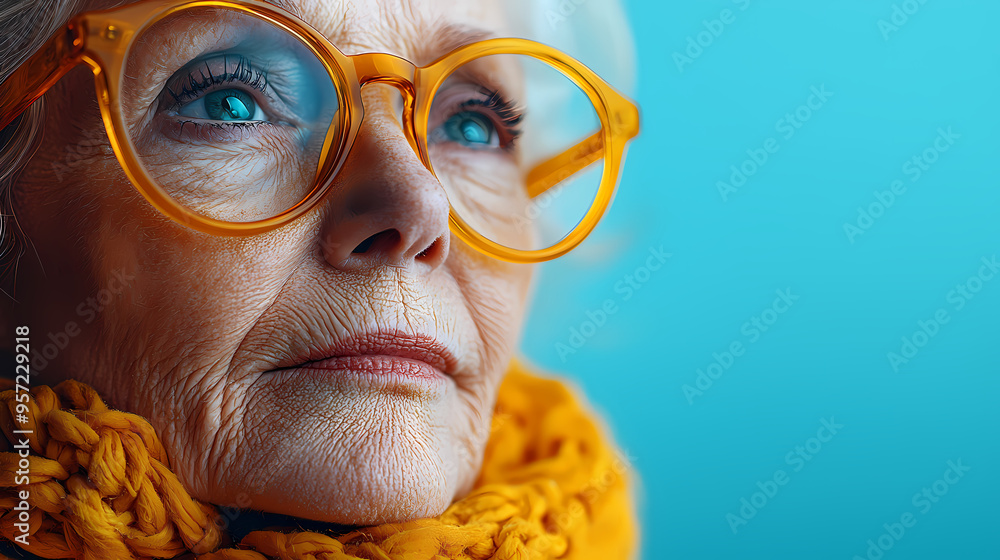 Woman wearing glasses and a scarf. Woman wearing glasses and a scarf.