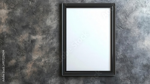 Industrial photo frame, galvanized steel wall, illustration