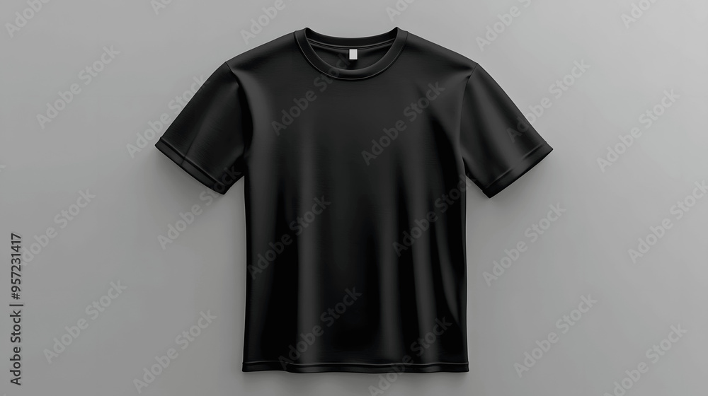 Black t-shirt mockup with rolled sleeves, front view, isolated Black t-shirt mockup with rolled sleeves, front view, isolated
