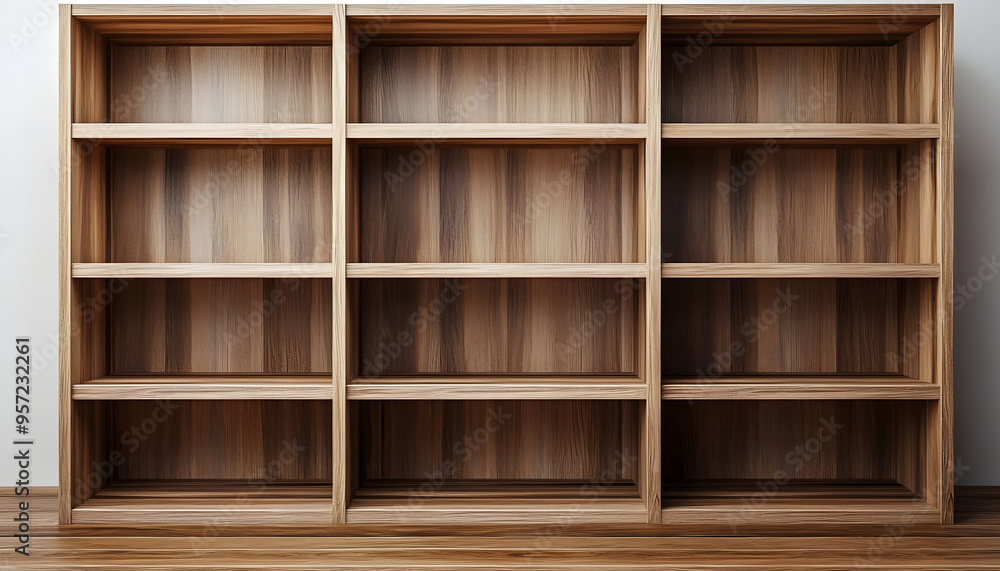 blank wooden bookshelf 3d rendering blank wooden bookshelf 3d rendering