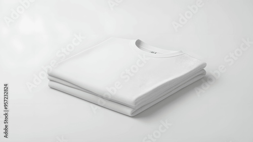 White t-shirt mockup folded square side view on plain background photo