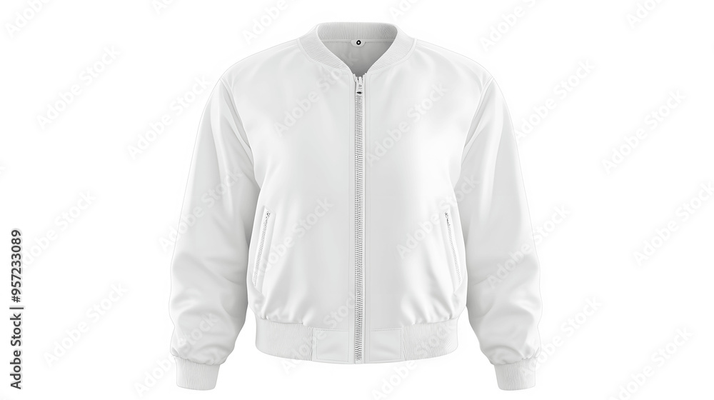 White women's bomber jacket mockup isolated on white White women's bomber jacket mockup isolated on white