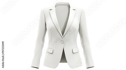 White women's blazer mockup front view isolated on white photo