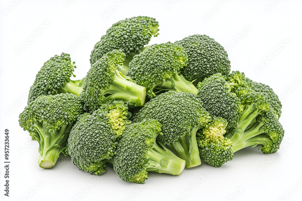 Pile of broccoli isolated on white background, Close up shot green broccoli, Green cauliflower. Pile of broccoli isolated on white background, Close up shot green broccoli, Green cauliflower.