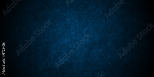 Abstract grunge blue wall interior dark vignette studio watercolor smooth texture backdrop background. dark blue scratched stone dirty concrete stucco grungy cement wall retro design.