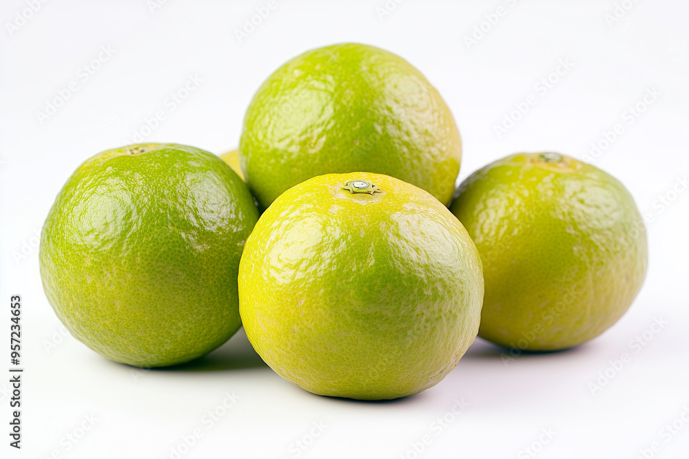 Fresh harvest orange isolated on white background, Close up shot group of unripe orange, Green mandarin orange. Fresh harvest orange isolated on white background, Close up shot group of unripe orange, Green mandarin orange.