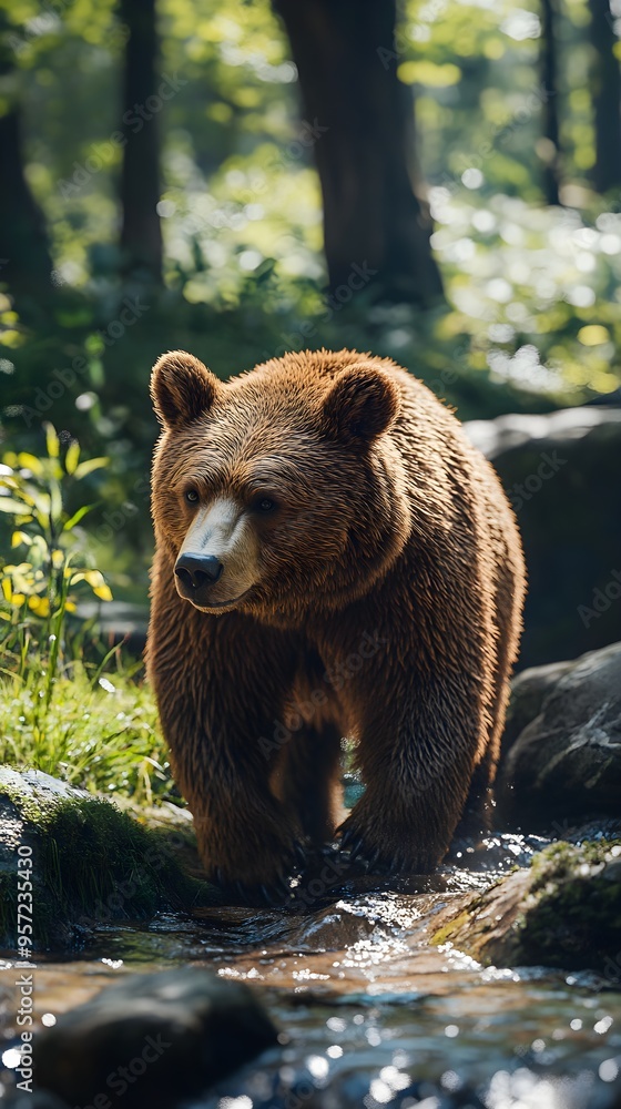 Fototapeta premium High-resolution realistic bear image capturing every detail in stunning clarity and depth