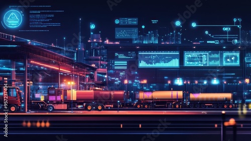 Futuristic Cargo Logistics in the Neon Metropolis