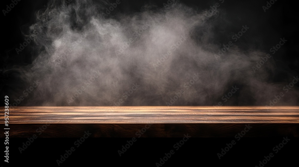Mysterious smoke fills the air above a wooden surface, creating an atmospheric and dramatic backdrop for various themes. Mysterious smoke fills the air above a wooden surface, creating an atmospheric and dramatic backdrop for various themes.