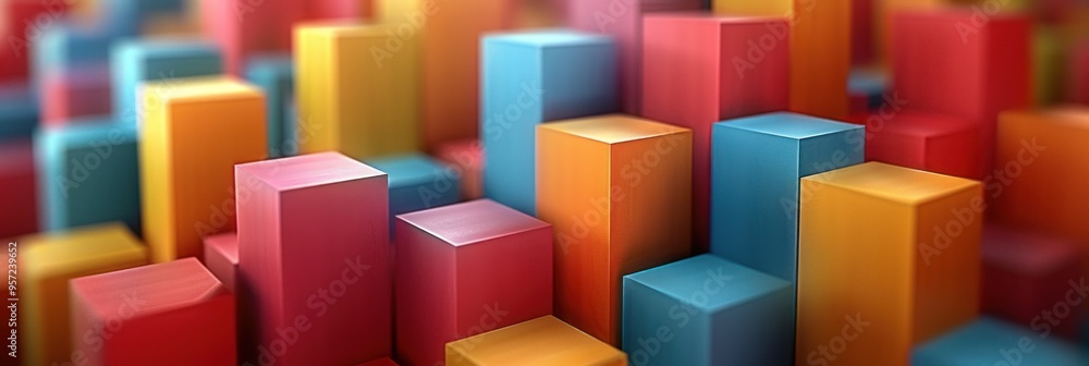 Multicolored cubes arranged in a random pattern Multicolored cubes arranged in a random pattern