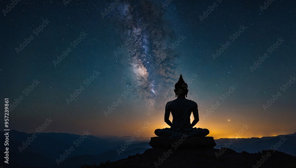 Shiva Meditation Silhouette Against a Starry Night Shiva Meditation Silhouette Against a Starry Night