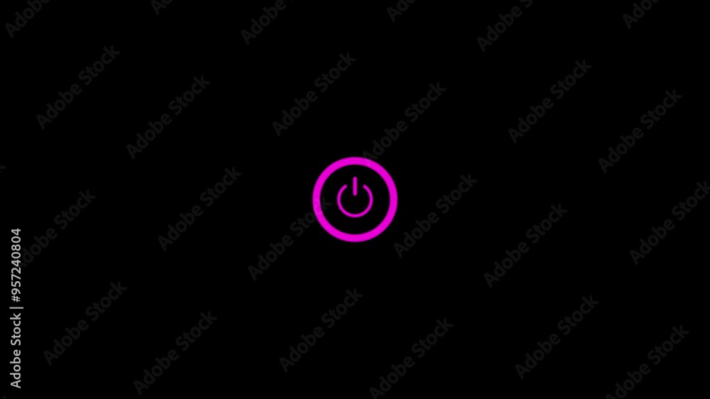 power button icon animation on a black background. Glowing neon line power on off button icon 4k video. power button icon animation on a black background. Glowing neon line power on off button icon 4k video.