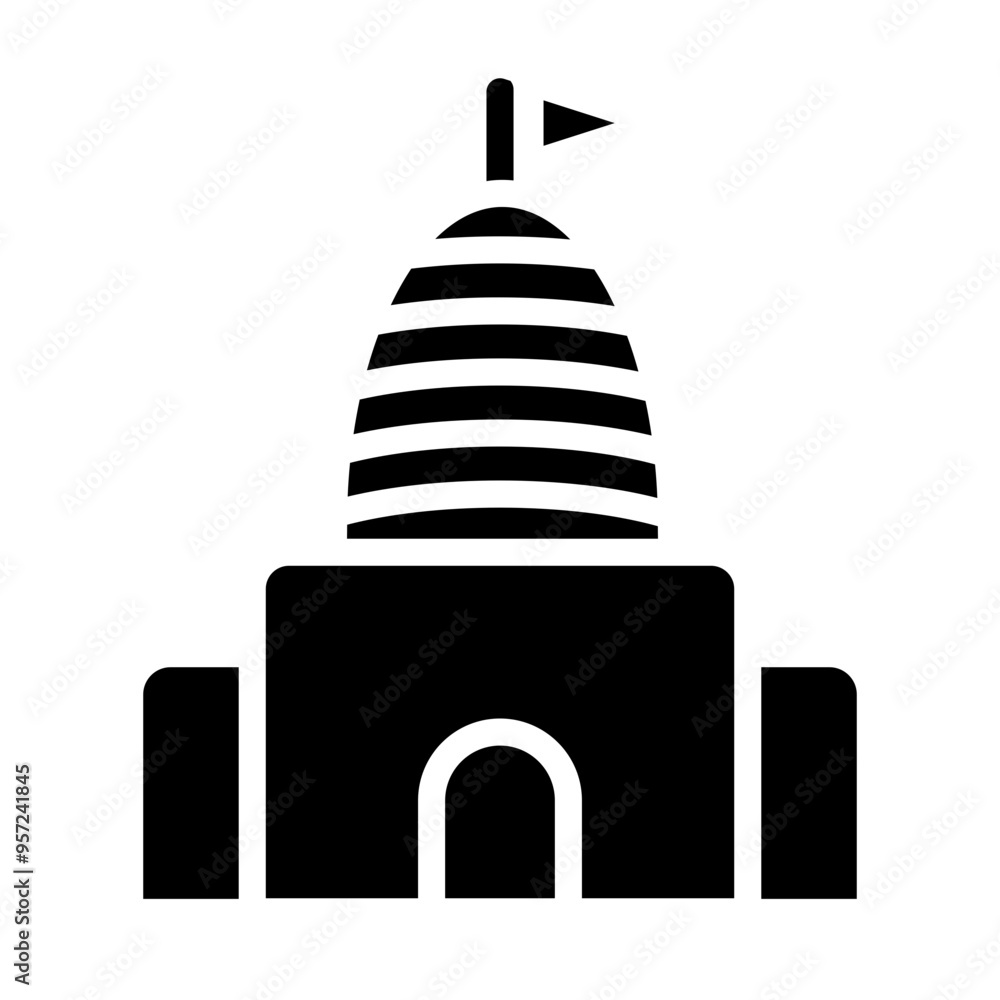Fototapeta premium Indian Temple Dome Vector Glyph Icon Design