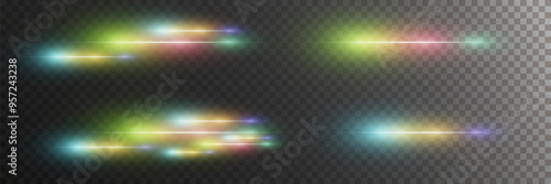 
A set of magical light highlights and effects. On a transparent background.