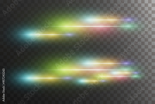 
A set of magical light highlights and effects. On a transparent background.