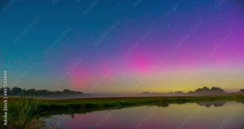 Aurora borealis is a natural light show in the sky resembling a rainbow Aurora borealis is a natural light show in the sky resembling a rainbow