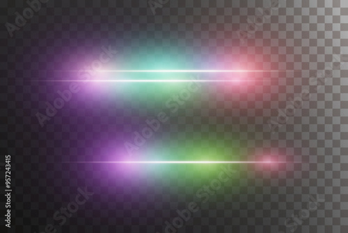 
A set of magical light highlights and effects. On a transparent background.