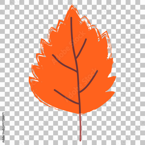 Orange aspen leaf. Vector clipart isolated on transparent background