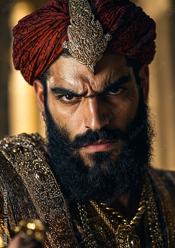 The authentic movie still of a handsome arabic man with deep copper skin The authentic movie still of a handsome arabic man with deep copper skin
