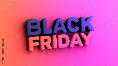 Vibrant Black Friday 3D Text on Gradient Background for Sale Promotion