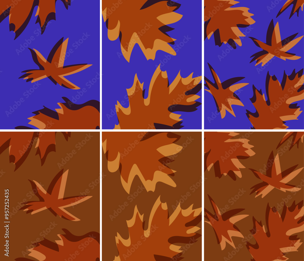 Vector Postcards Set Background With Golden Leaves Vibrant Autumn Harmony, Modern Fall Colors Vector Postcards Set Background With Golden Leaves Vibrant Autumn Harmony, Modern Fall Colors