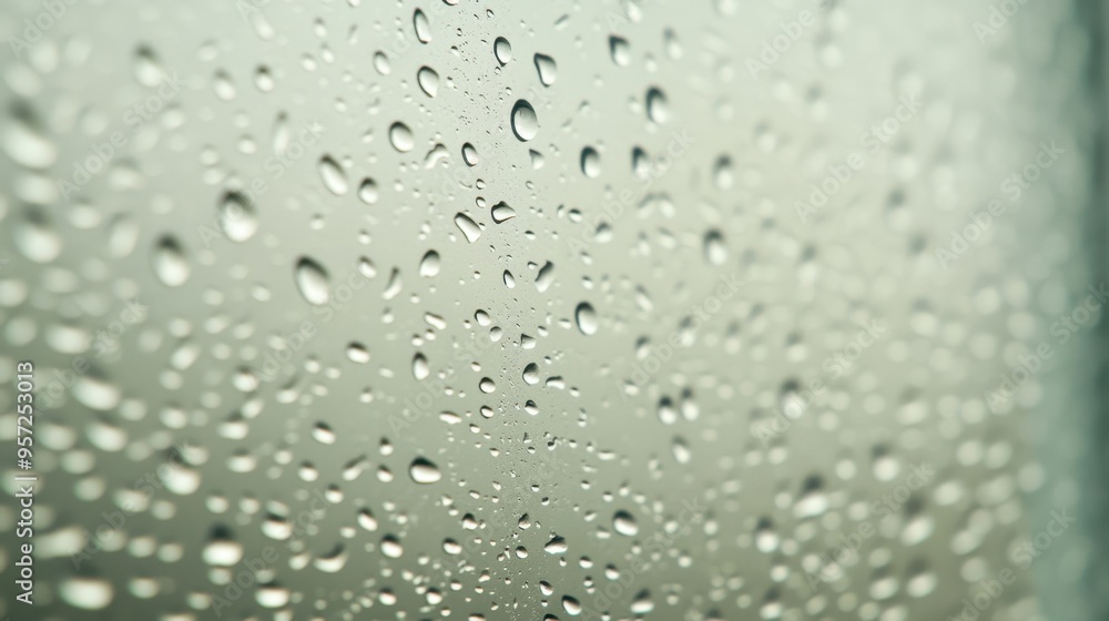 Tranquil Raindrops on Glass - Serenity and Nature Close-up Tranquil Raindrops on Glass - Serenity and Nature Close-up